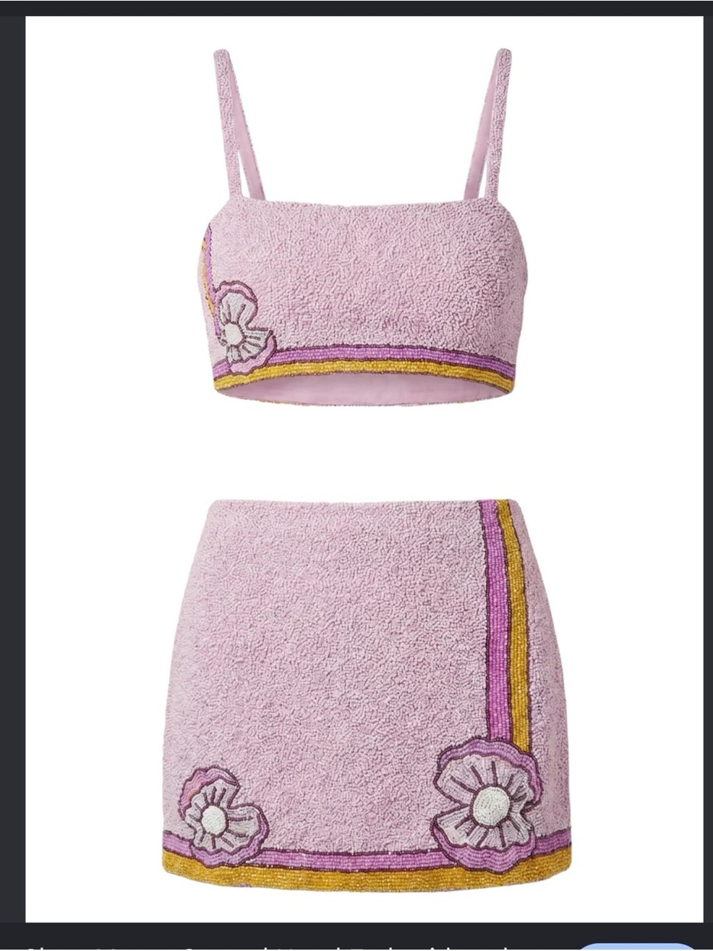 Oceanus Brand New with tags Floral Terry Pink Bandeau Crop Top & Mini Skirt Set